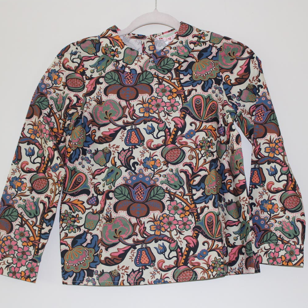 NWT Bonpoint Girl's Delice Long Sleeve Collared‎ Floral Blouse Top 12